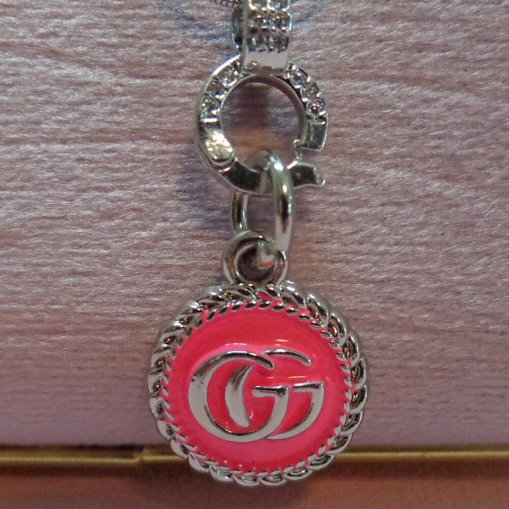 Fuchsia Pink Upcycle/Repurpose Zip Charm💗w/Pave Clasp Snake Necklace